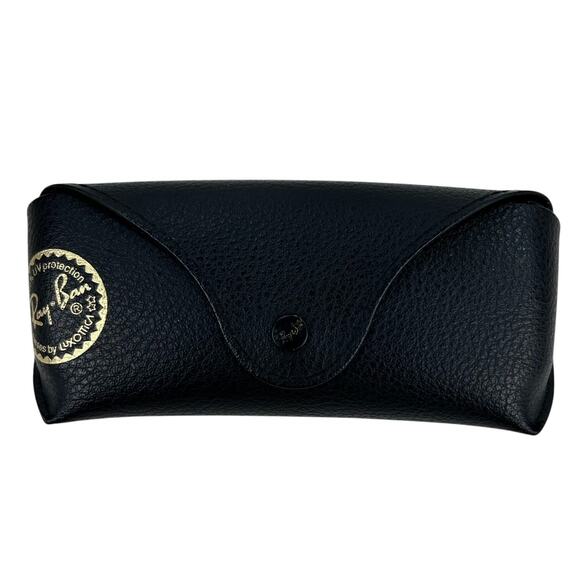 Ray Ban Eyeglass & Sunglass Brown Gold Emblem Leather Snap Closure Pouch Case - Picture 1 of 4
